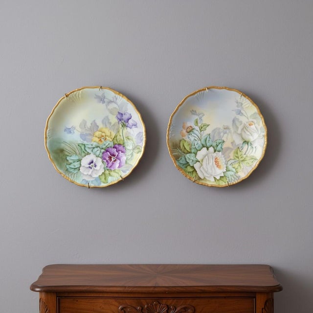 Late 19th Century Hand Painted Limoges Plates-J.P.L. France-Artist Signed-Floral Cabinet- Set of 6 For Sale - Image 6 of 11
