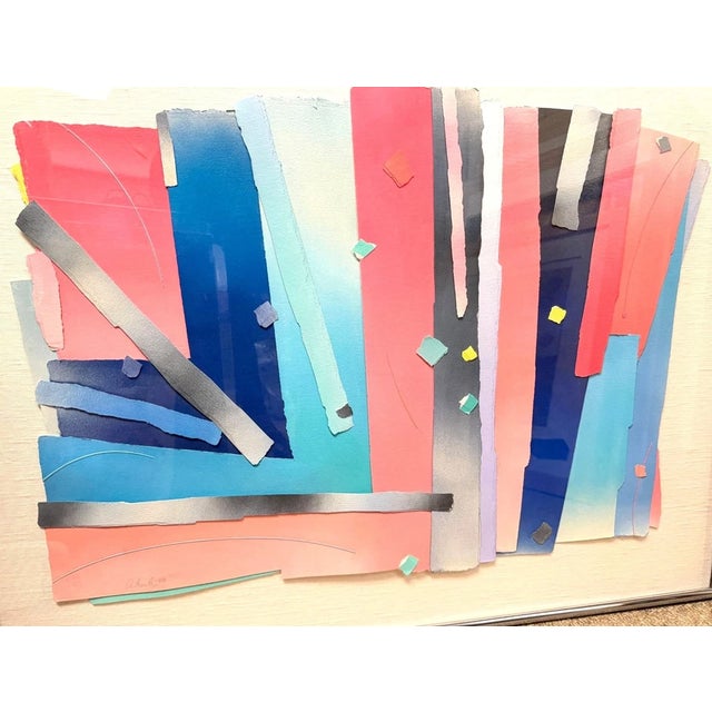 Mid Century Modern Style Gregg Ochocki "Twee D Caribee" Mixed Media Painting Art. Signed and Dated '88 These dimensional...