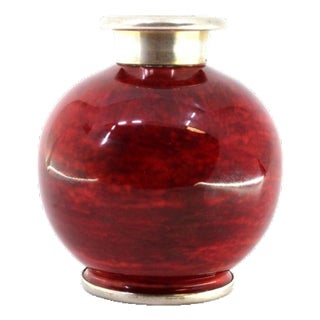 Porcelain Pot with Silver Neck and Base For Sale