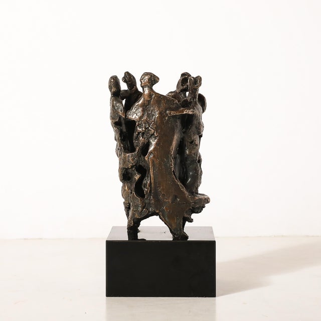 Bronze Mid-Century Original Bronze Sculpture, Figures in Hora Dance Signed Chaim Gross For Sale - Image 8 of 13
