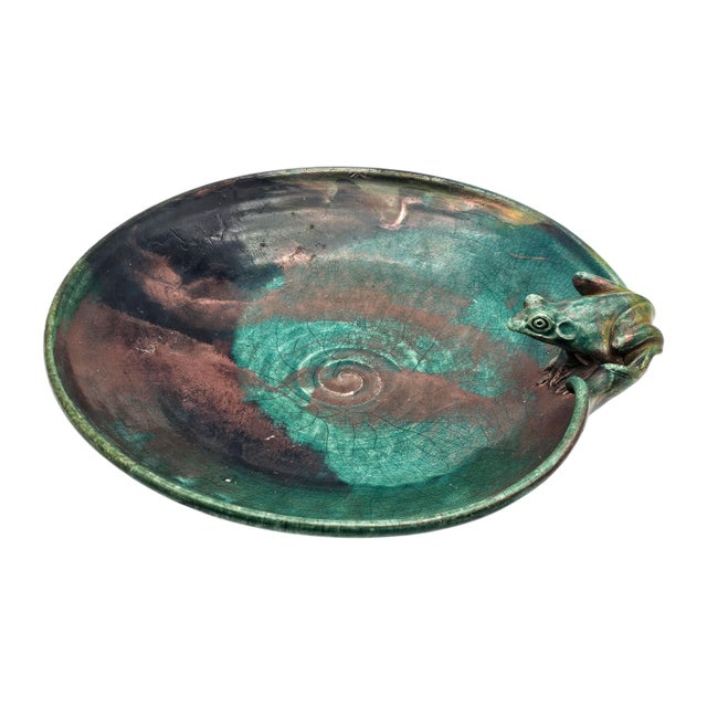 Joy Imai Studio Ceramic Frog Bowl in Iridescent Copper and Green, 11" For Sale - Image 4 of 9