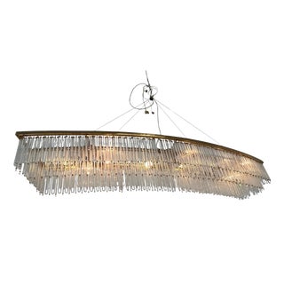 Austrian Glass and Brass Chandelier, 1980s For Sale