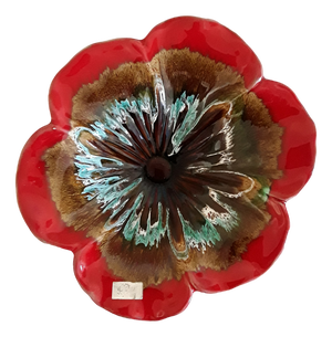 Vintage P and Poppy-Shaped French Ceramic Shell in Adventurous Color Glaze from Vallauris, 1970s