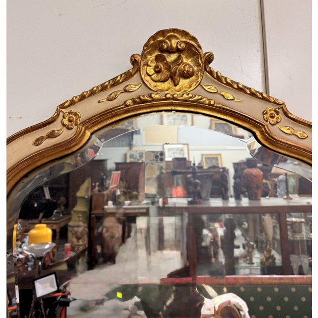 Louis XV Curved Console Table and Mirror in Gilded and Lacquered Wood For Sale - Image 4 of 10