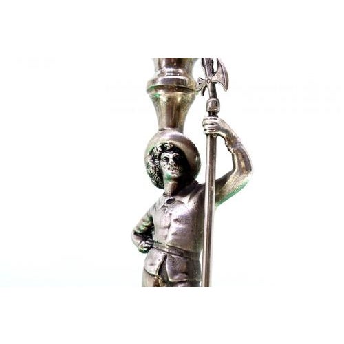 Silver Candlesticks with Halberdiers, Set of 2 For Sale - Image 6 of 8