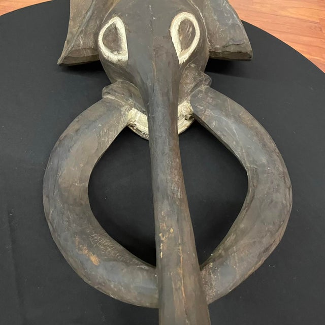 Large Babanki Hand-Carved Wooden Elephant Wall Hanging - Cameroon Grassfields For Sale - Image 10 of 16