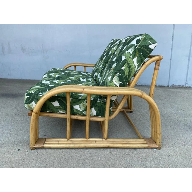 Wood Restored Vintage Paul Laszlo Rattan Three Strand Sectional Settee Sofa For Sale - Image 7 of 13