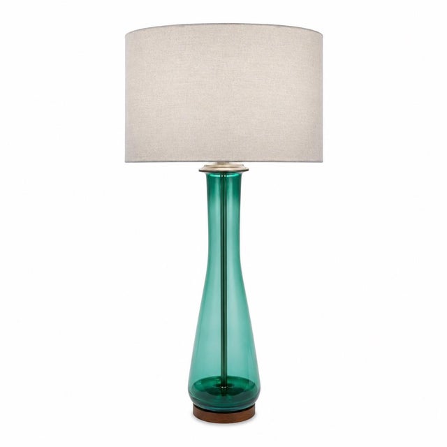Turquoise Midcentury Modern Turquoise Glass Lamp For Sale - Image 8 of 8