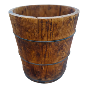 Antique Folk Art Wooden Bucket