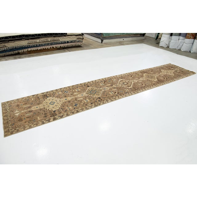 Tribal Brown Vintage Distressed Persian Wool Runner With Tribal Pattern For Sale - Image 3 of 8