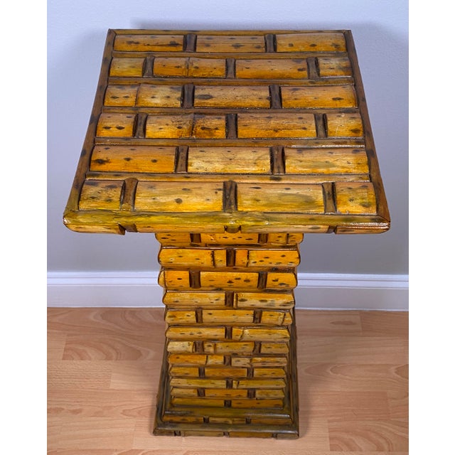 Hand-Crafted Bamboo Side Table, Coastal Chic MCM End Table For Sale - Image 4 of 7
