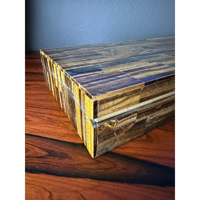 Jewelry Box in Exotic Tigers Eye For Sale - Image 11 of 12