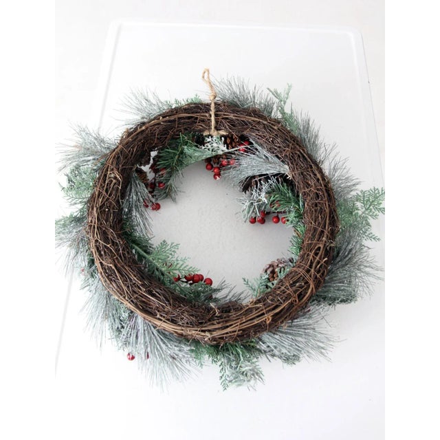 Green Vintage Christmas Wreath For Sale - Image 8 of 9