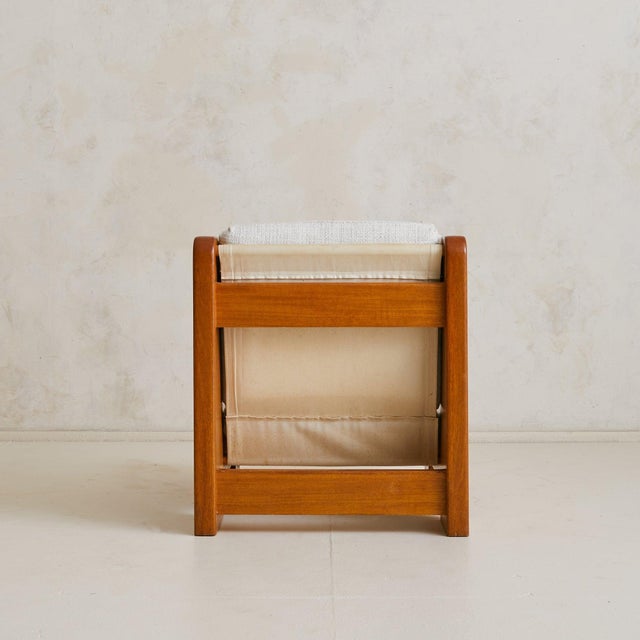 French Wood Lounge Chair in Ivory Mottled Bouclé, 1970s - 2 Available For Sale In Chicago - Image 6 of 11
