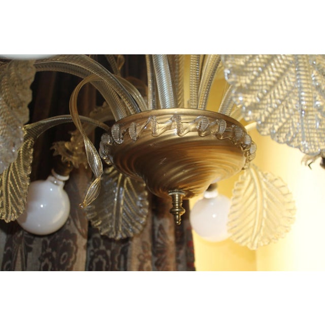 1950's Large Italian Mid Century Modern Murano Barovier & Toso Art Glass Floral Form Chandelier For Sale In Miami - Image 6 of 12