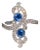 Certified Natural 1.40cts Diamond & Sapphire 18k Solid White Gold Filigree Cocktail Ring, Size 6.5 For Sale