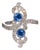 Late 20th Century Certified Natural 1.40cts Diamond & Sapphire 18k Solid White Gold Filigree Cocktail Ring, Size 6.5 For Sale