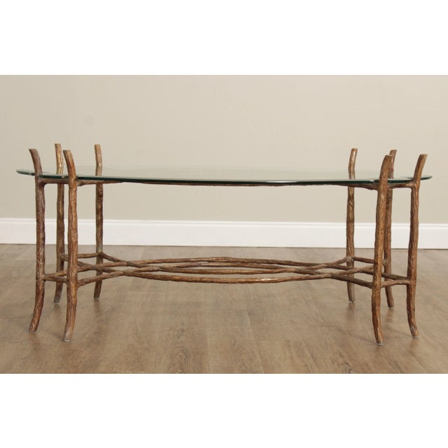 Late 20th Century Glass Top Faux Bois Coffee Table For Sale - Image 4 of 12