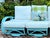 Sky Blue Mid-Century Bamboo Pretzel Sofa in Robin Egg Blue With New Restoration Hardware Outdoor Cushions for a Modern Appeal and Comfort. 3 Sections For Sale - Image 8 of 10