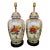 Vintage Porcelain Marbro Extra Large Ginger Jar Greek Key Floral Country Scene Table Lamps- A Pair For Sale