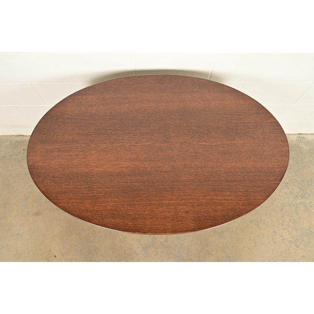 Wood Limbert Antique Mission Oak Arts & Crafts Oval Cutout Center Table or Library Table, Newly Refinished For Sale - Image 7 of 11