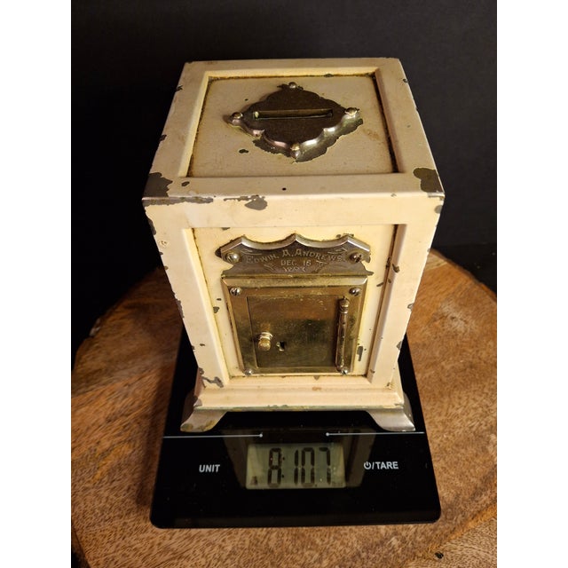 Rare 1897 Custom Cast Iron Safe Bank Engraved Plaque Brass Door Provenance Bertoia 8.6lb For Sale - Image 18 of 18