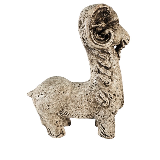 Mid 20th Century Museum Style Cast Composite Ram Sculpture Long Neck Figural 16" For Sale - Image 5 of 9
