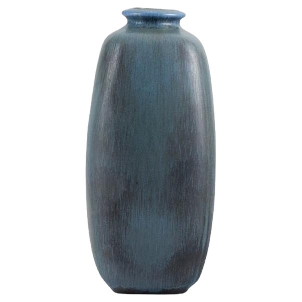 Knabstrup Ceramic Vase with Glaze in Shades of Blue and Grey, 1960s For Sale
