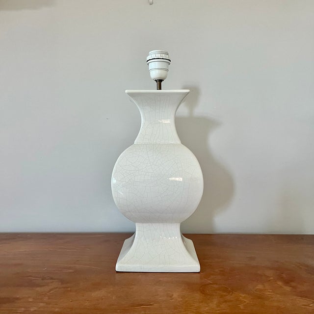 Vintage Crackle Glaze Ceramic Table Lamp, France, 1970s For Sale - Image 4 of 16
