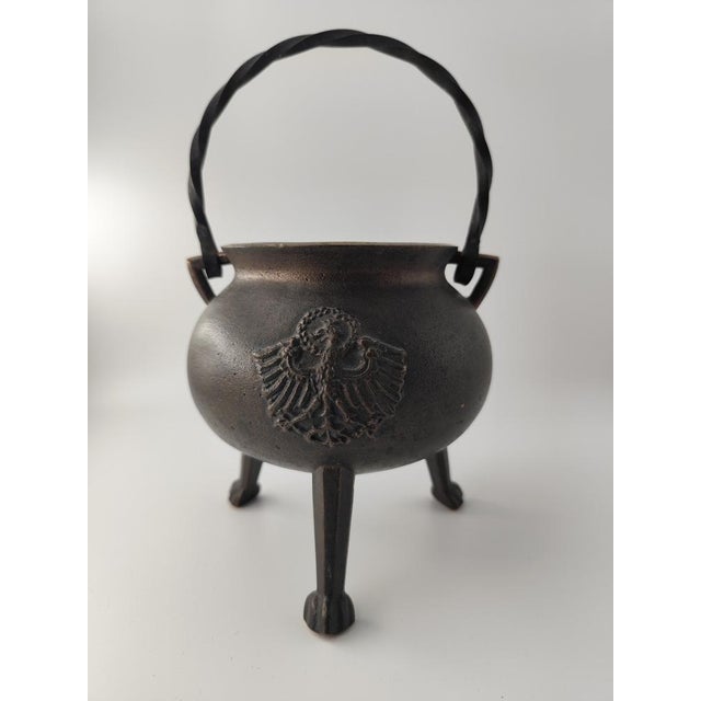 Antique Bronze Cauldron with Coat of Arms on Tripod, 1890s For Sale - Image 9 of 9