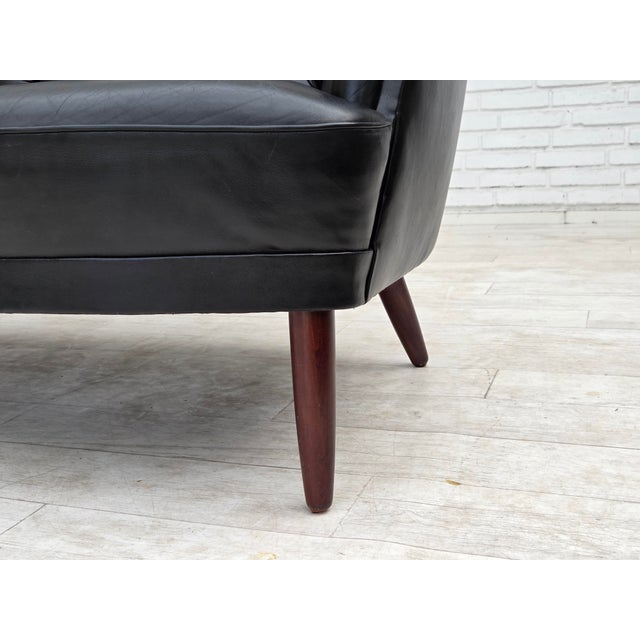 Scandinavian Sofa in Black Furniture Leather, 1960s For Sale - Image 11 of 18