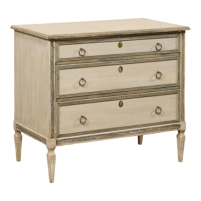 Mid 20th Century Swedish Gustavian Style Painted Wood Chest For Sale
