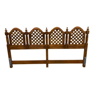 1960s Traditional King Sized Wooded Headboard with Lattice Work For Sale
