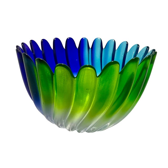 Vintage Studio Nova “Solaris” art glass bowl made in Germany by Walther Glas, dating to the 1980s. This sculptural bowl...