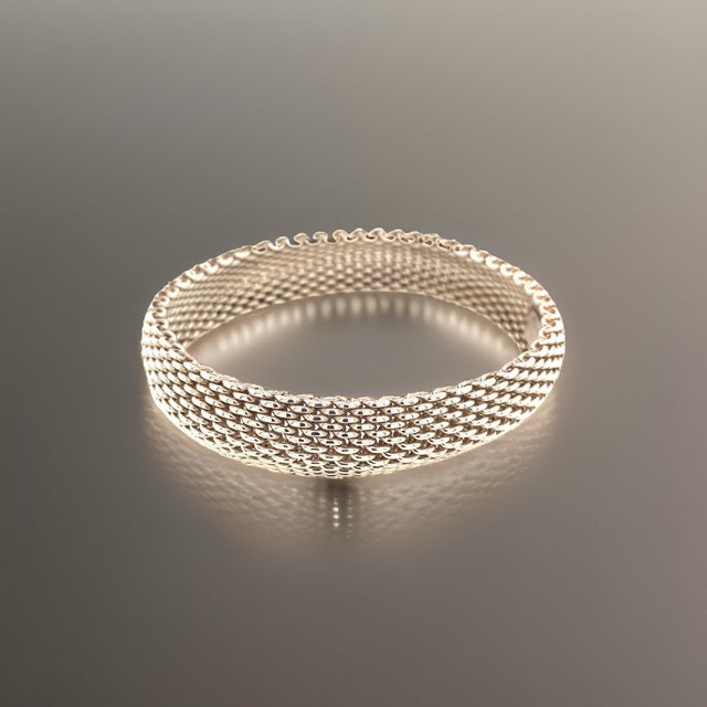 1990s Tiffany & Co Somerset Bangle M 7.5" Sterling Silver For Sale - Image 4 of 13