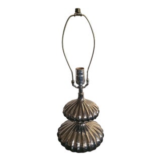 Late 20th Century Mid Century Modern Ribbed Chrome Table Lamp, For Sale