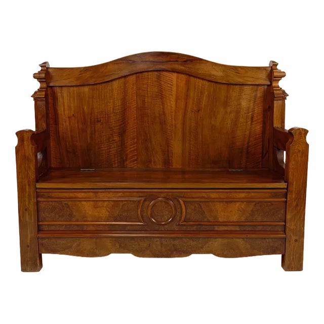 Napoleon III Chest Bench in Walnut, France, 1860s For Sale