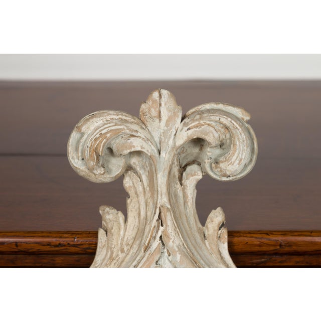 Italian Rococo Style 19th Century Painted Fragment with Carved Acanthus Leaves For Sale - Image 12 of 12
