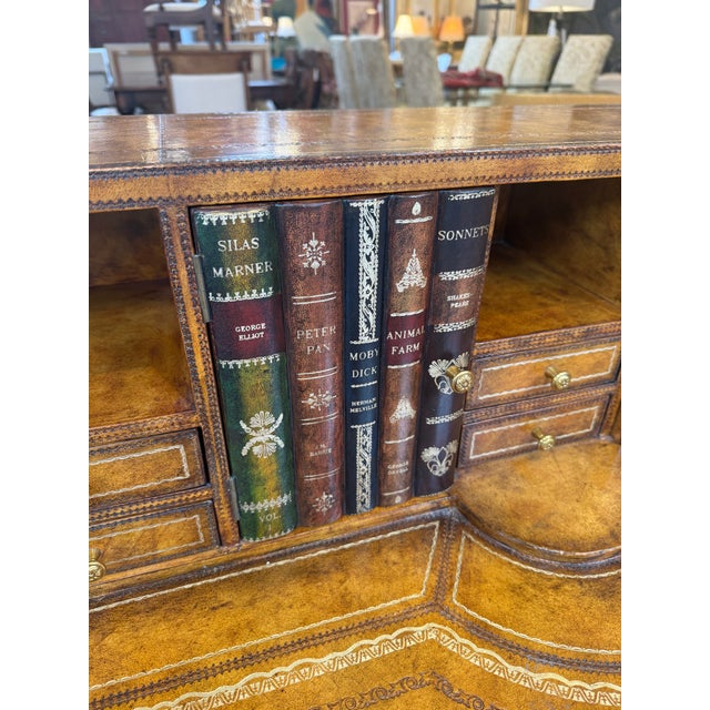 Animal Skin Maitland-Smith Leather Clad British Campaign Desk With Steel Sword Base, Vintage For Sale - Image 7 of 12