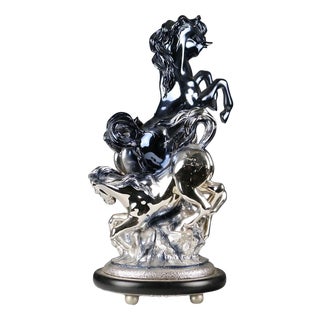 Composition of Horses in Silver Foil attributed to Ottaviani Manufacture For Sale
