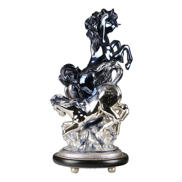 Composition of Horses in Silver Foil attributed to Ottaviani Manufacture For Sale