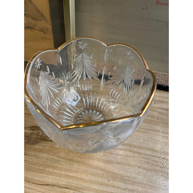 1970s Small Crystal Catchall With Gold Rim Accents For Sale - Image 4 of 7