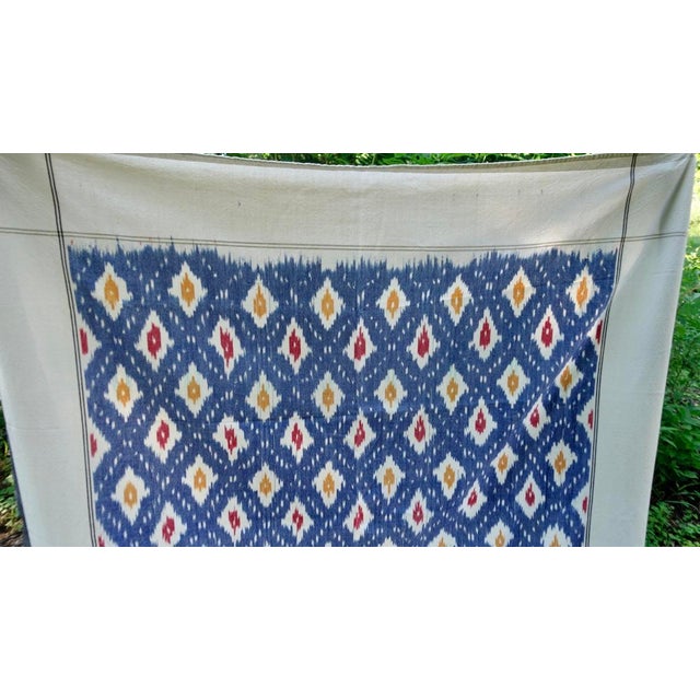 Textile Cotton Ikat Tablecloth, Bed Throw For Sale - Image 7 of 7