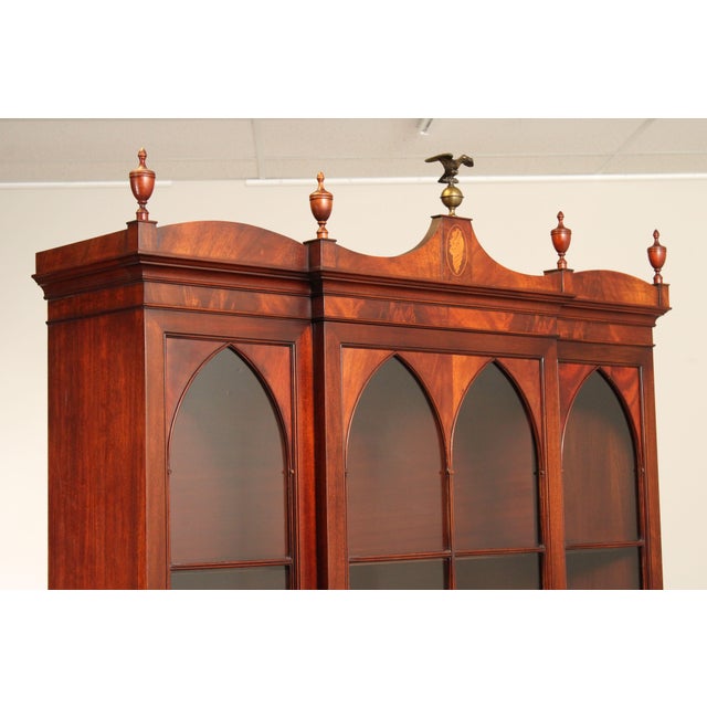 Federal Style Inlaid Mahogany China Cabinet Bookcase | Chairish