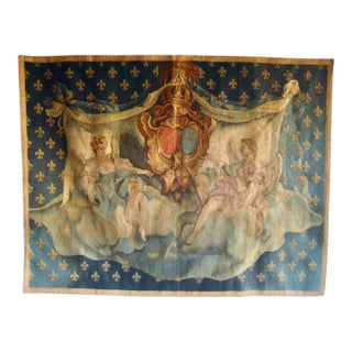 French Beauvais Tapestry Coat of Arm of the Kings of France 19 Century For Sale