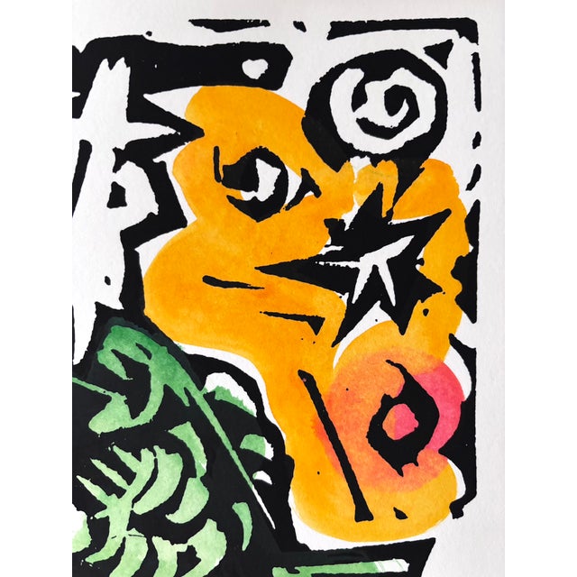 1980s Original Charlie Hewitt Woodblock Print - "Spirit Fish" For Sale - Image 4 of 6