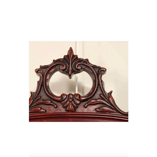 Antique Rococo-Style Hand Carved Mahogany Wall Mirror For Sale - Image 4 of 4