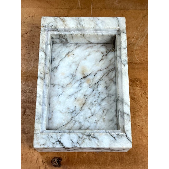 Metal Vintage Marble and Brass Decorative Dresser Tray For Sale - Image 7 of 12