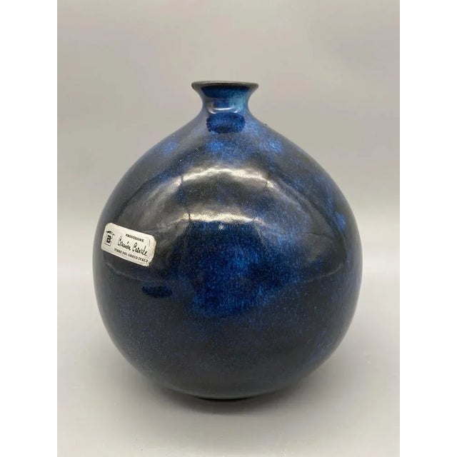 a flower vase *glazed ceramic vase *by Federico Simone *for Casarte *Italy *around 1970 *deep blue glaze-fantastic color...
