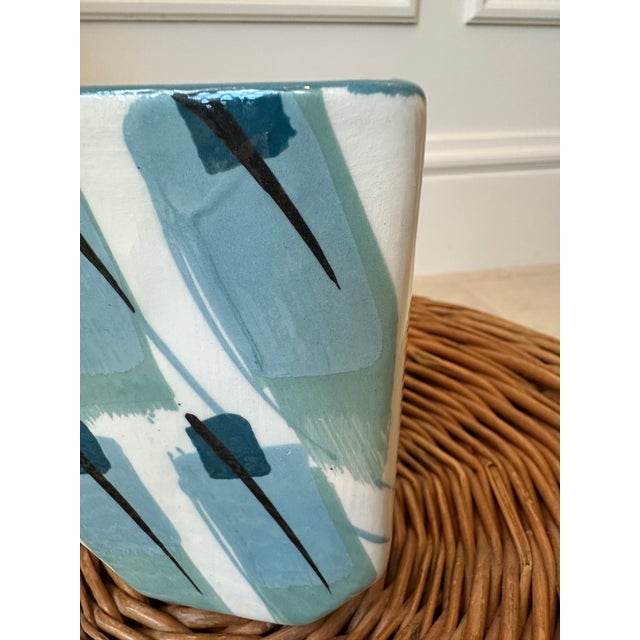 Vintage 1983 Signed Ceramic Postmodern Pop Art Vase For Sale - Image 12 of 17